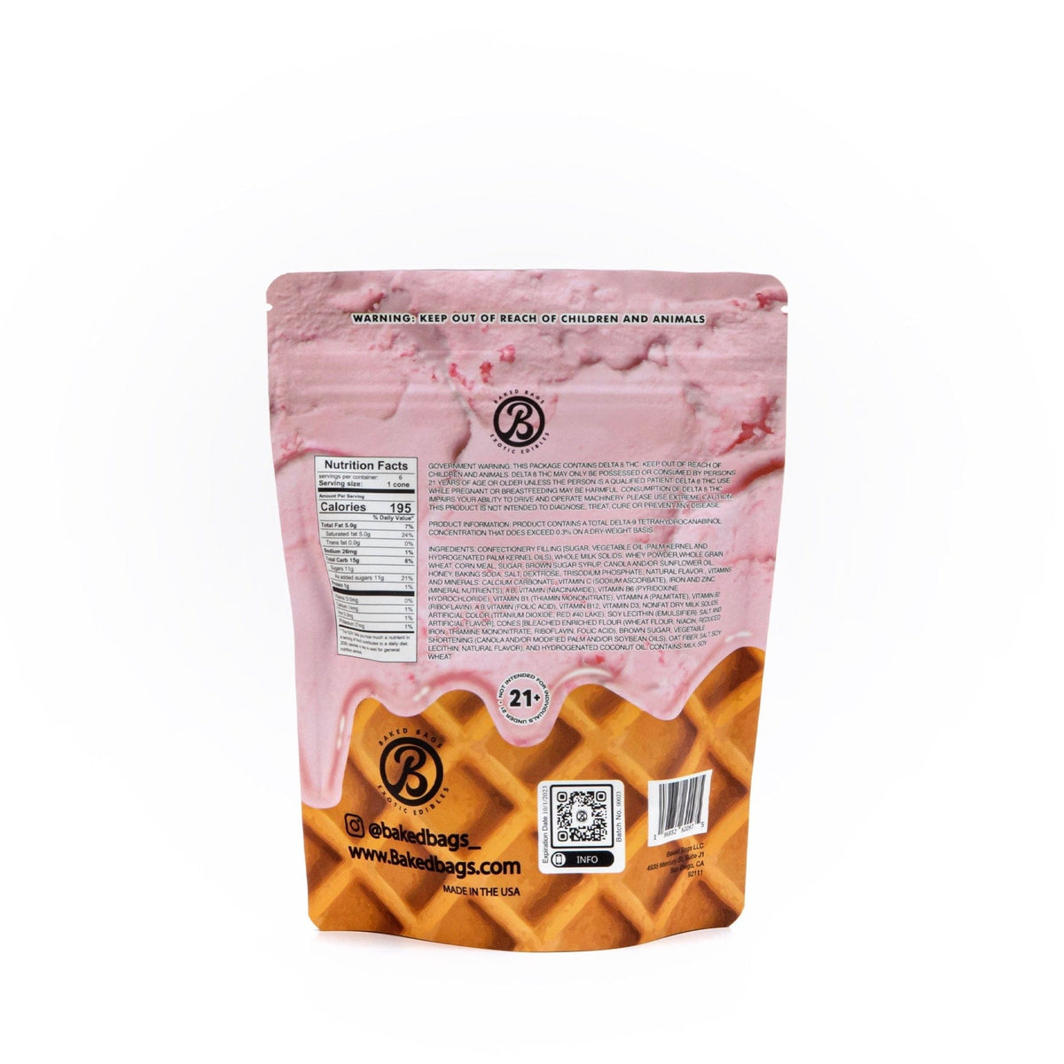Extra Strength Strawberry Shortcake Edibles Coned Baked Bags
