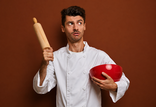 Person thinking about easy snacks and stoned cooking ideas.
