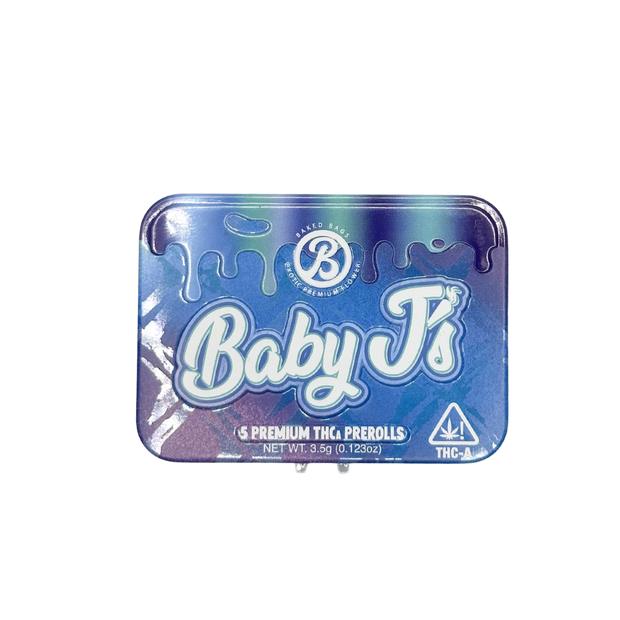 Baked Bags Baby J's containing 5 premium THCa pre-rolls