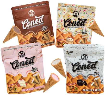 Baked Bags Coned Variety Pack – 4 flavors (Milk Chocolate, Birthday Cake, Strawberry Shortcake, Cookies & Cream), Delta-9 infused
