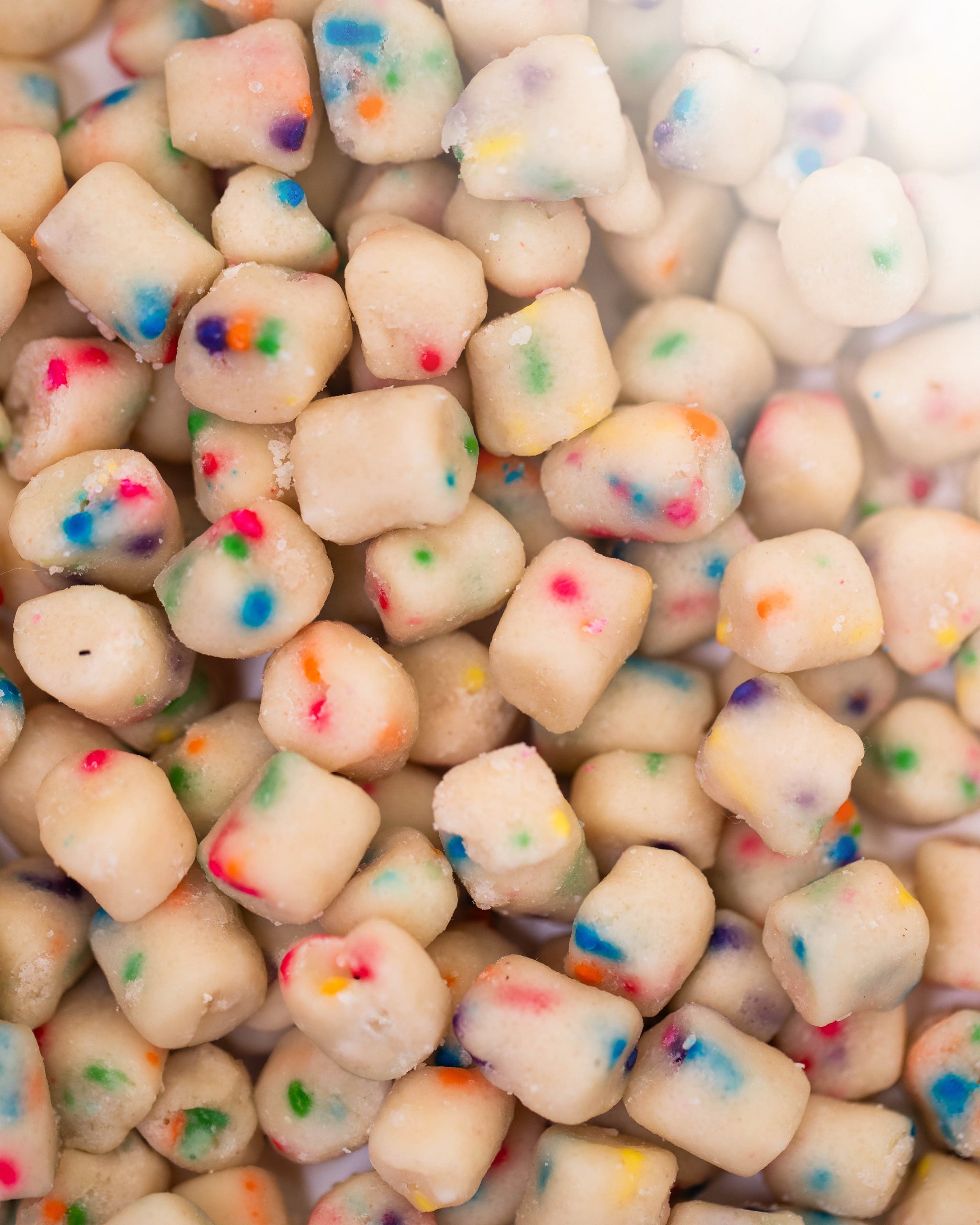 
                  
                    Baked Bags Exotic Edibles Dope Dough in Birthday Cake flavor, containing 40 bite-sized infused cookie dough pieces with rainbow sprinkles.
                  
                