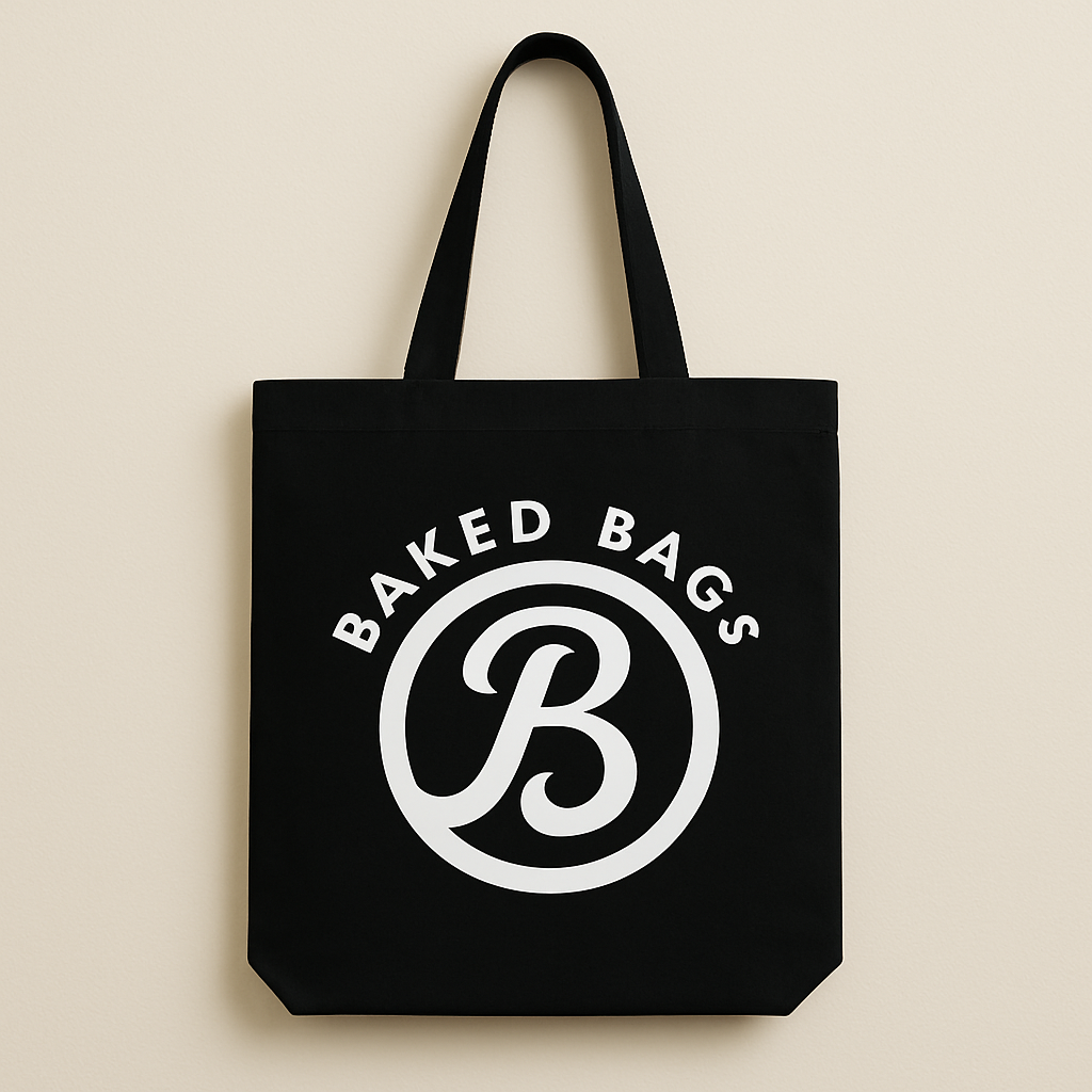 Baked Bags black canvas tote bag