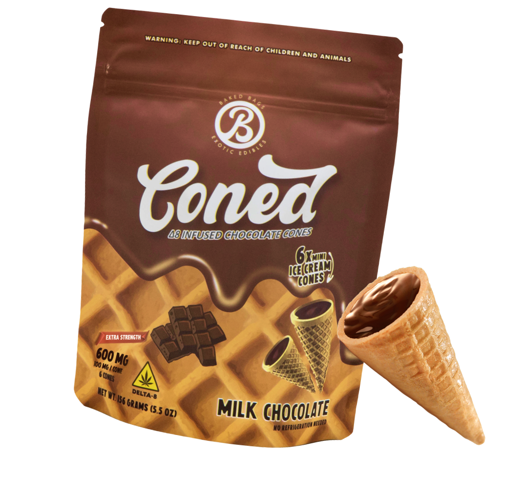 Extra Strength Milk Chocolate THC Edibles | Coned | Baked Bags