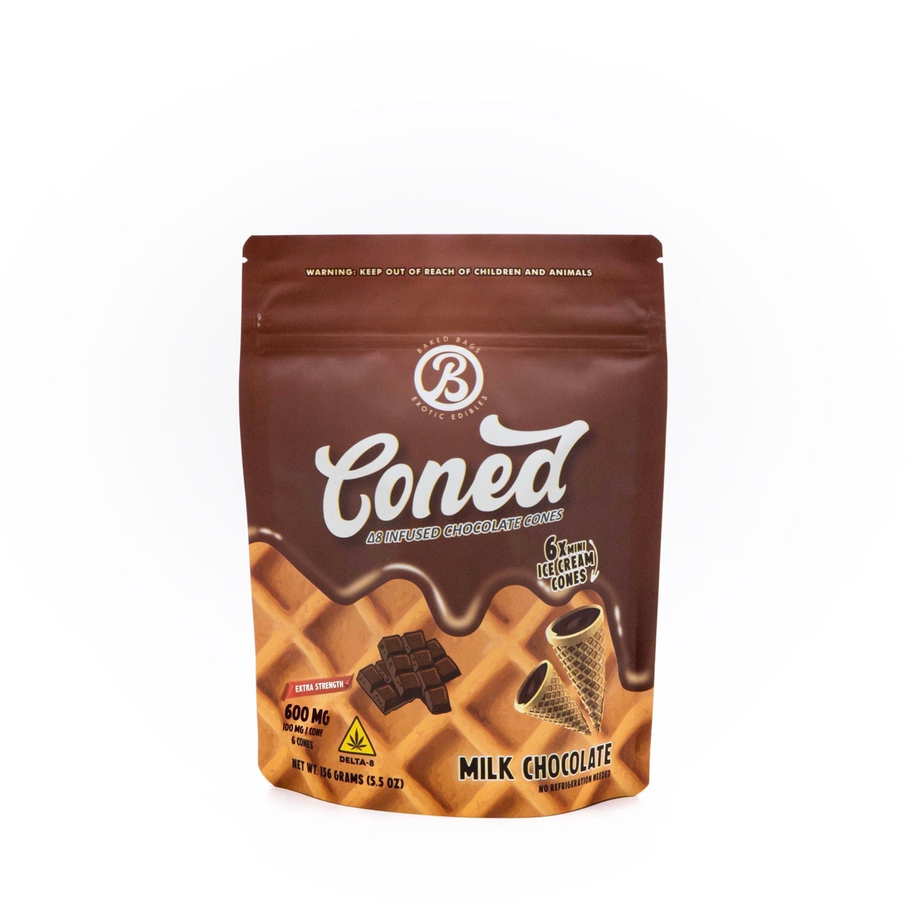 Extra Strength Milk Chocolate THC Edibles | Coned | Baked Bags