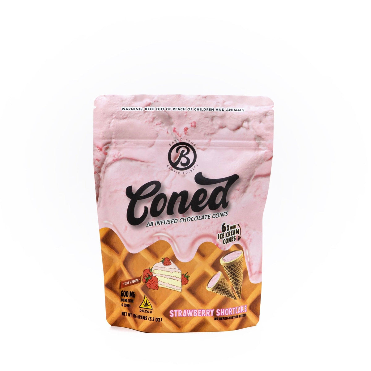 Extra Strength Strawberry Shortcake Edibles Coned Baked Bags